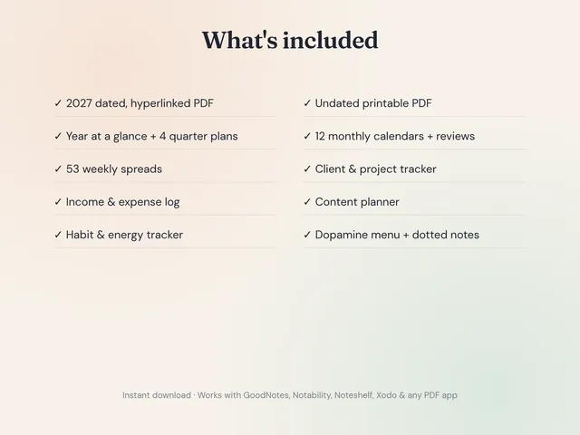 2027 ADHD Solo Business Planner (Digital, Hyperlinked) preview