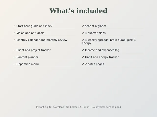 ADHD Solo Business Planner (Printable, Undated) preview