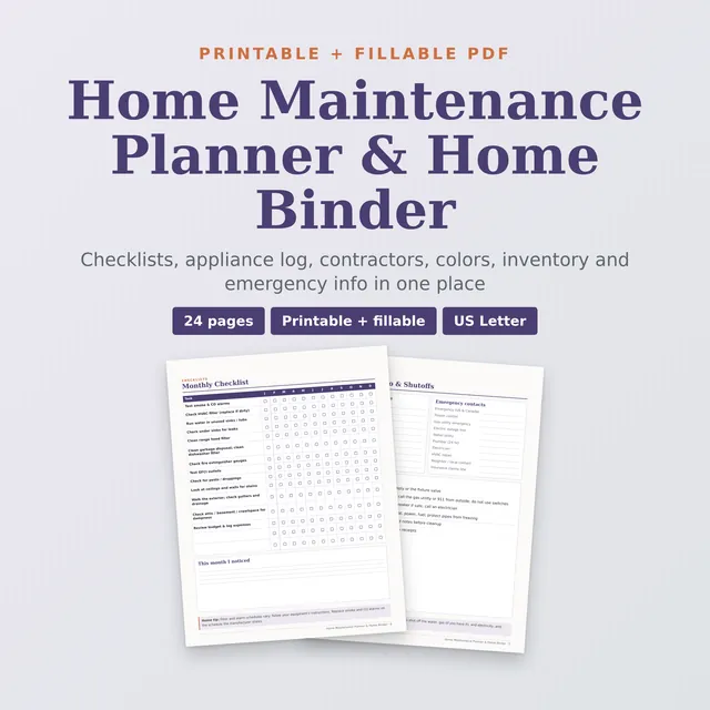 Home Maintenance Planner & Home Binder