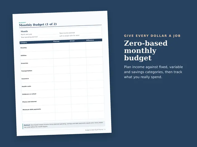 Budget & Debt Payoff Planner preview