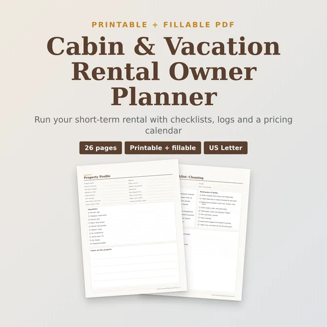 Cabin & Vacation Rental Owner Planner