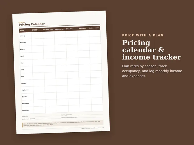 Cabin & Vacation Rental Owner Planner preview