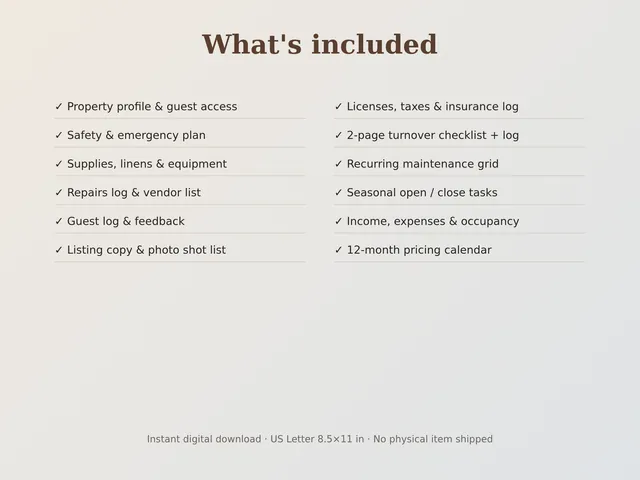 Cabin & Vacation Rental Owner Planner preview
