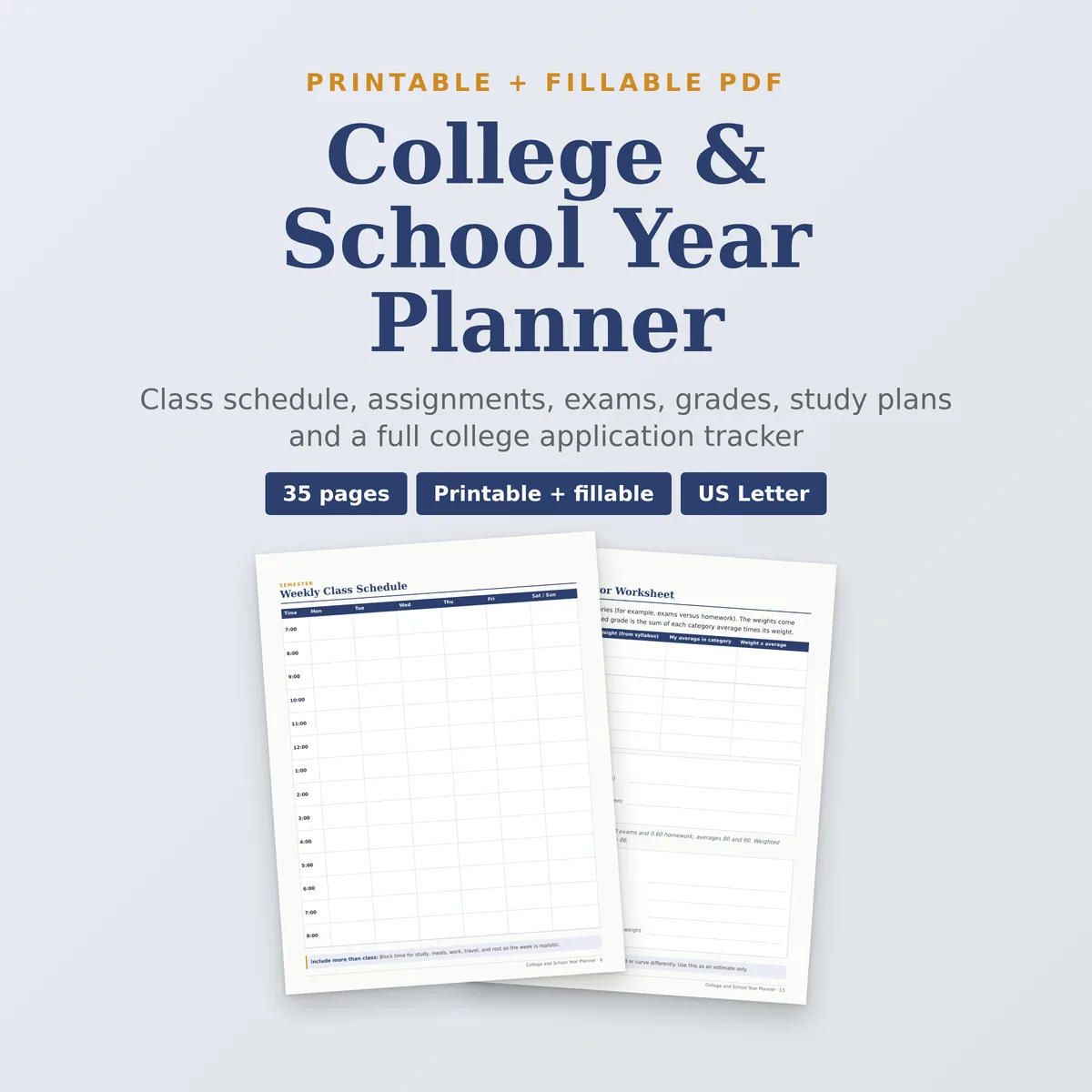 College & School Year Planner