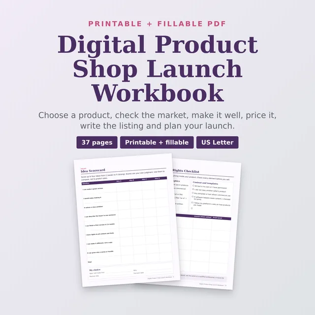 Digital Product Shop Launch Workbook