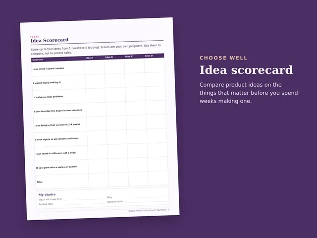 Digital Product Shop Launch Workbook preview