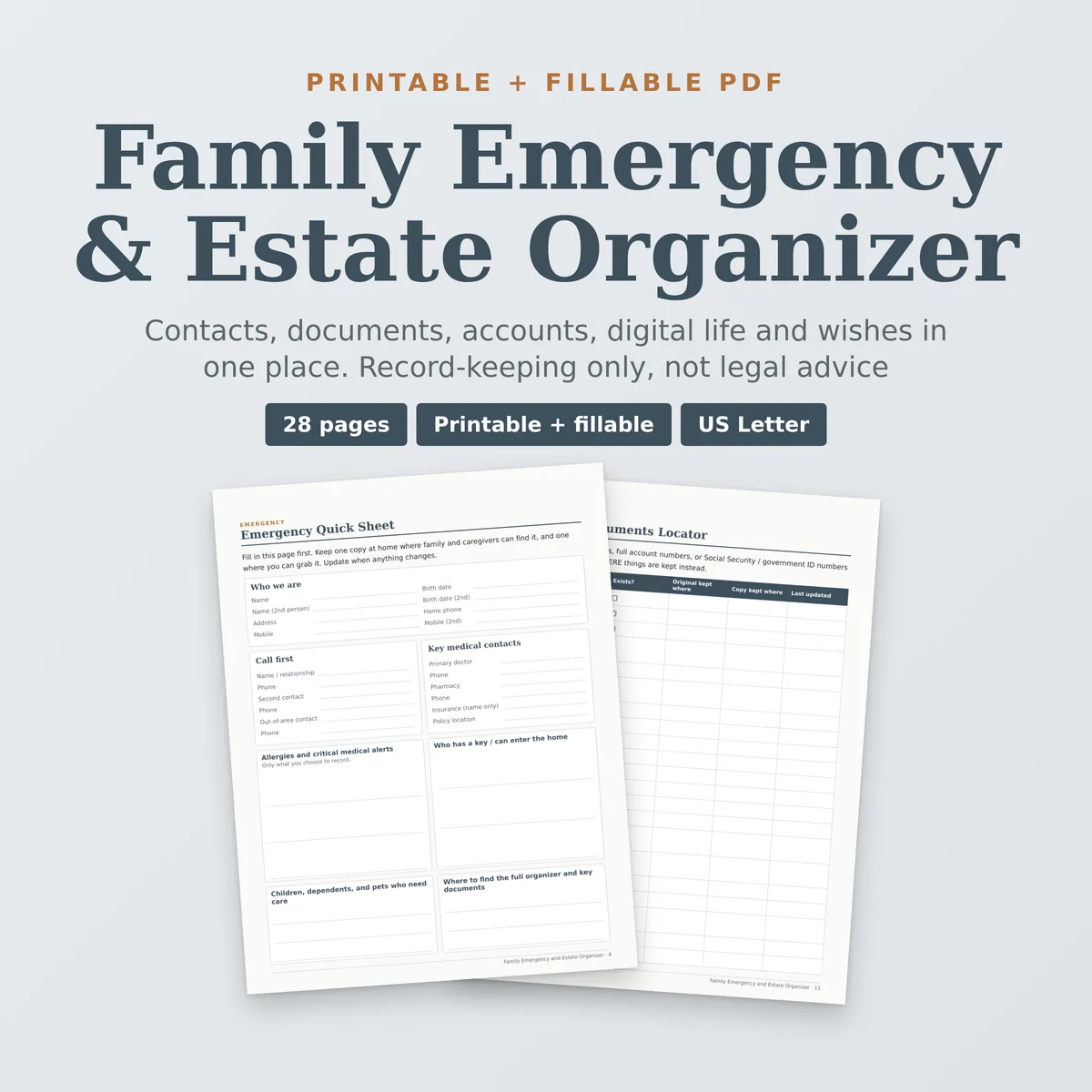 Family Emergency & Estate Organizer