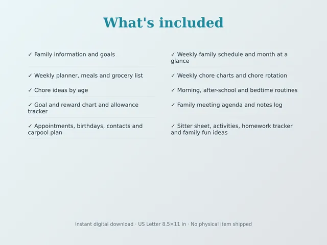 Family Planner & Chore Chart Binder preview