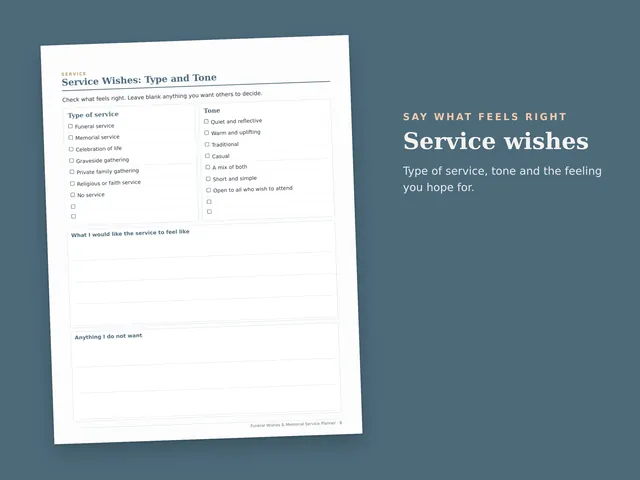 Funeral Wishes & Memorial Service Planner preview