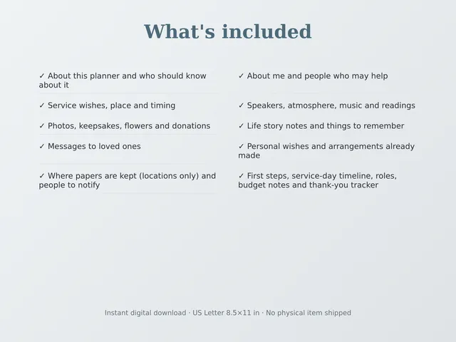 Funeral Wishes & Memorial Service Planner preview