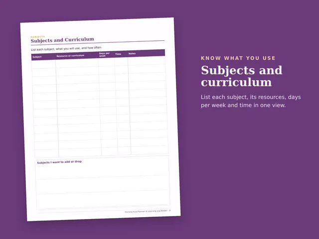 Homeschool Planner & Learning Log Binder preview