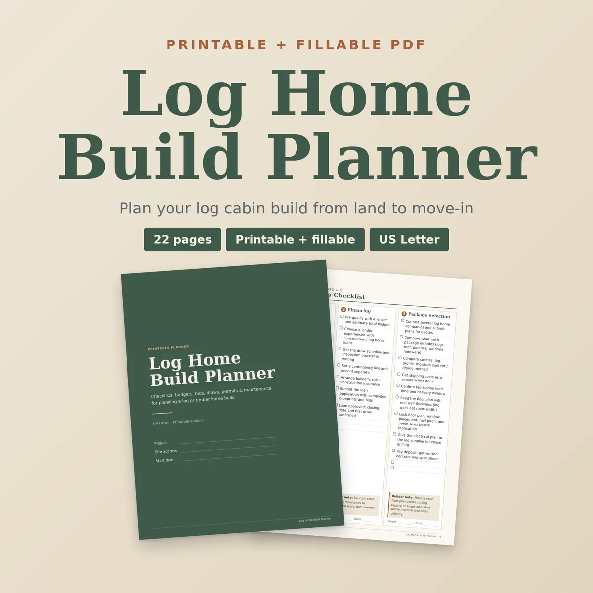Log Home Build Planner