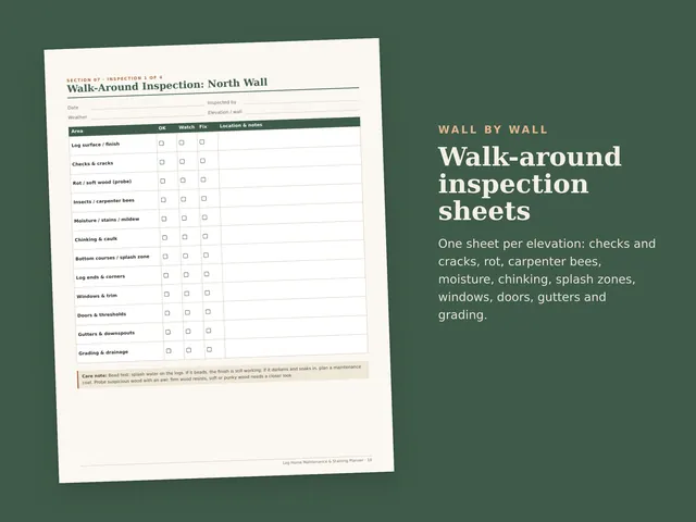 Log Home Maintenance & Staining Planner preview