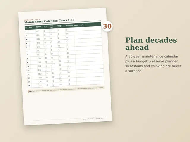 Log Home Maintenance & Staining Planner preview