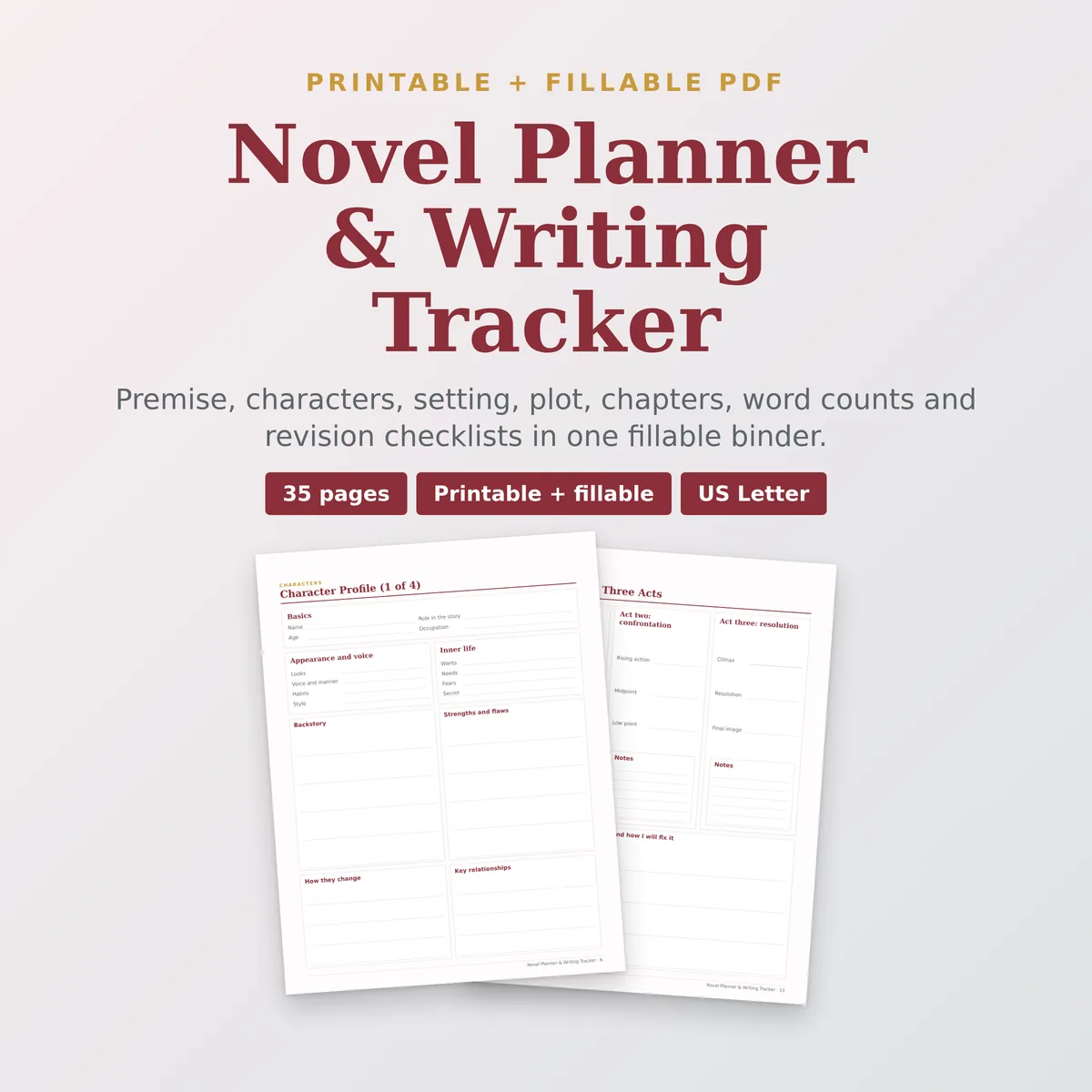 Novel Planner & Writing Tracker