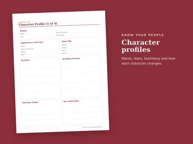 Novel Planner & Writing Tracker preview