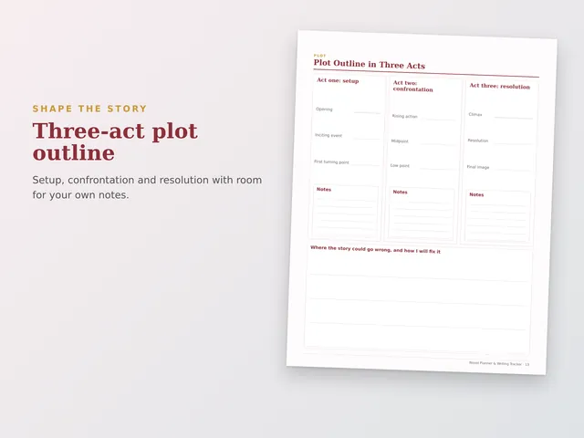 Novel Planner & Writing Tracker preview