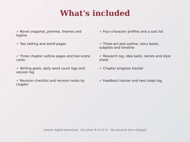 Novel Planner & Writing Tracker preview