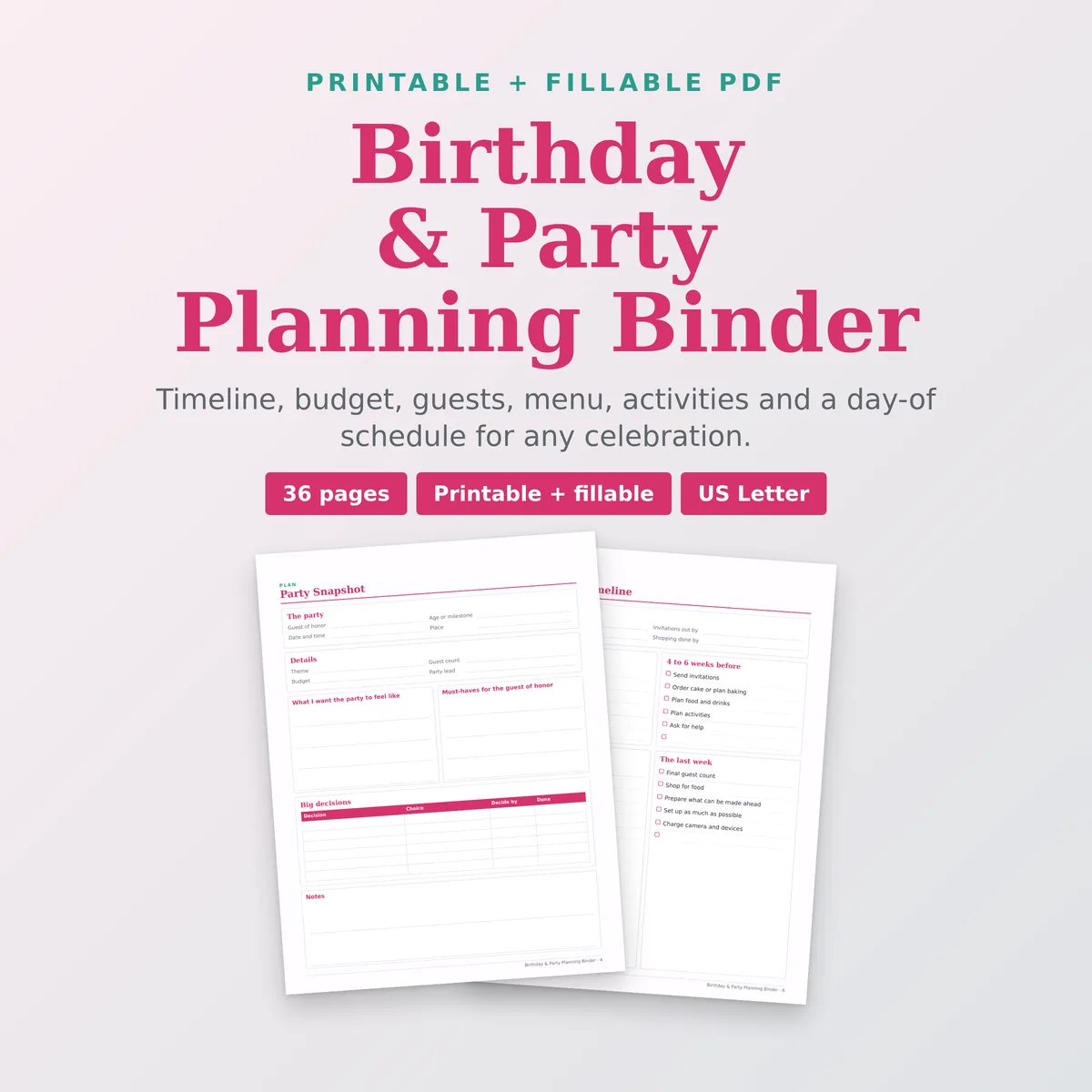 Birthday & Party Planning Binder