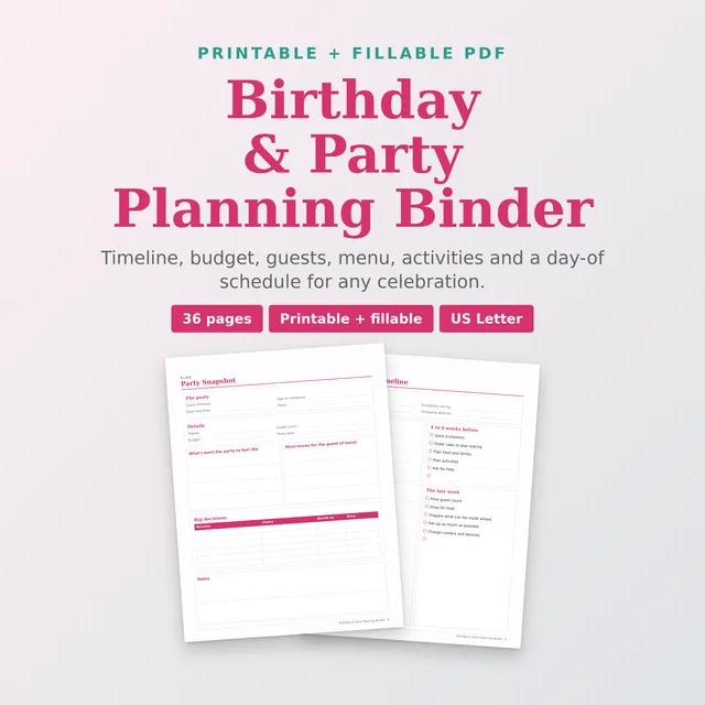 Birthday & Party Planning Binder
