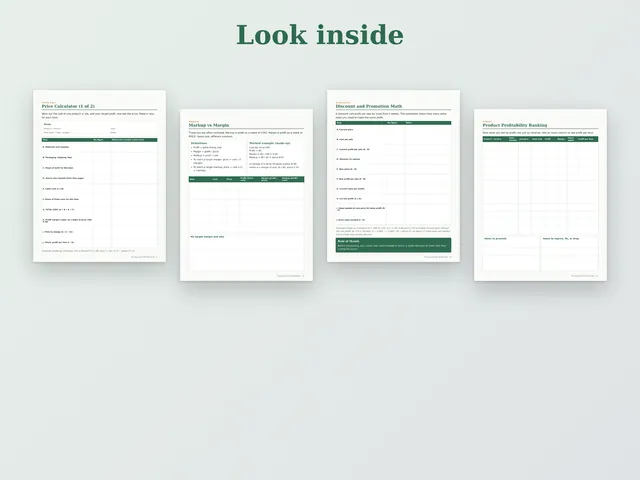 Pricing & Profit Workbook preview