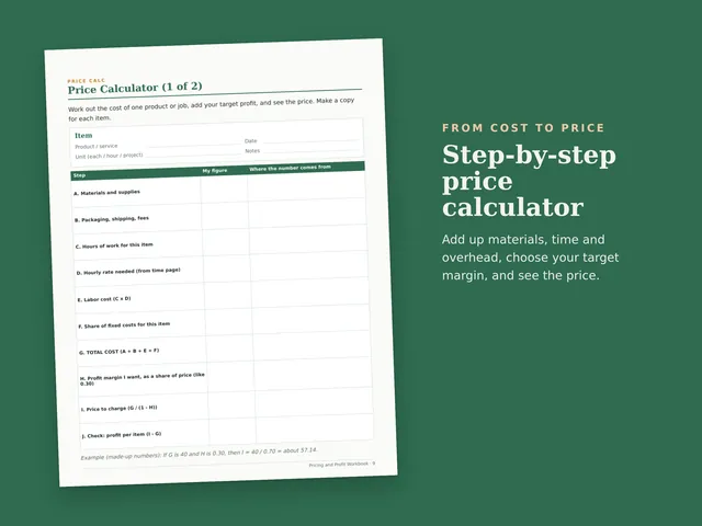 Pricing & Profit Workbook preview