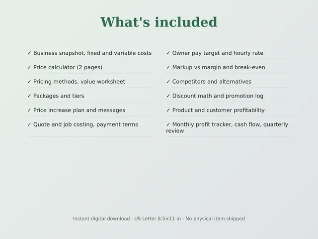 Pricing & Profit Workbook preview