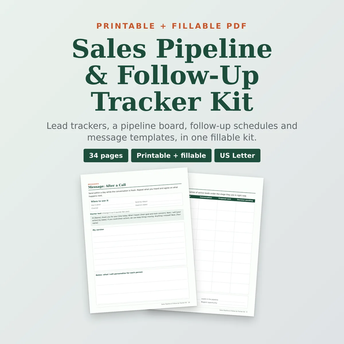 Sales Pipeline & Follow-Up Tracker Kit