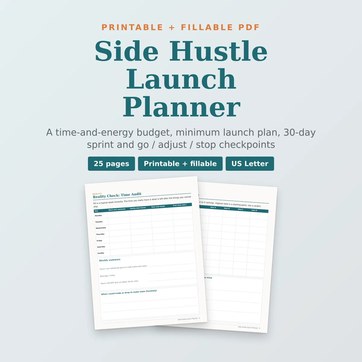 Side Hustle Launch Planner