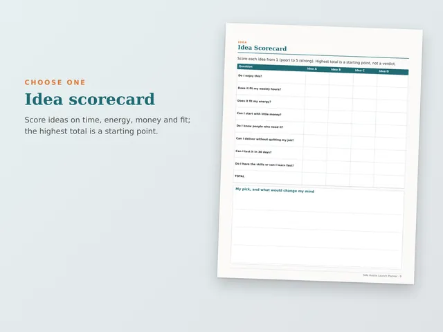 Side Hustle Launch Planner preview