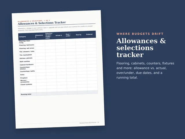 Standard Home Build Planner preview