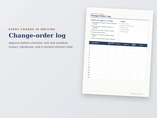 Standard Home Build Planner preview