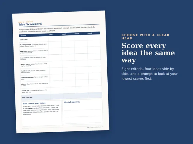 Start a Business Workbook preview