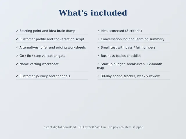 Start a Business Workbook preview