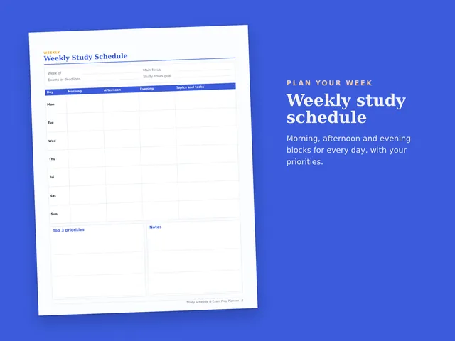 Study Schedule & Exam Prep Planner preview