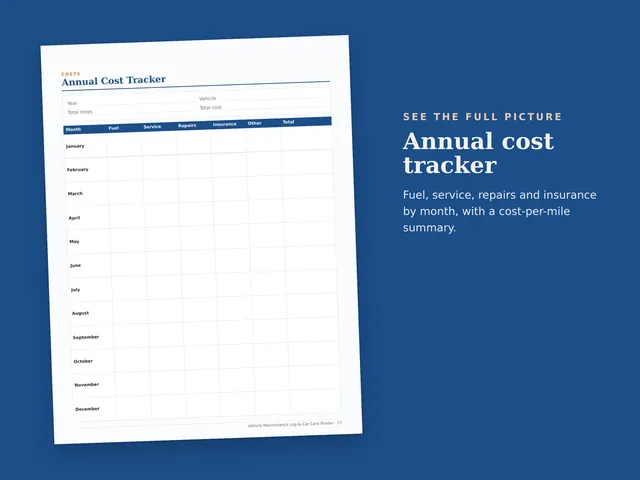 Vehicle Maintenance Log & Car Care Binder preview