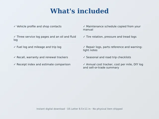 Vehicle Maintenance Log & Car Care Binder preview